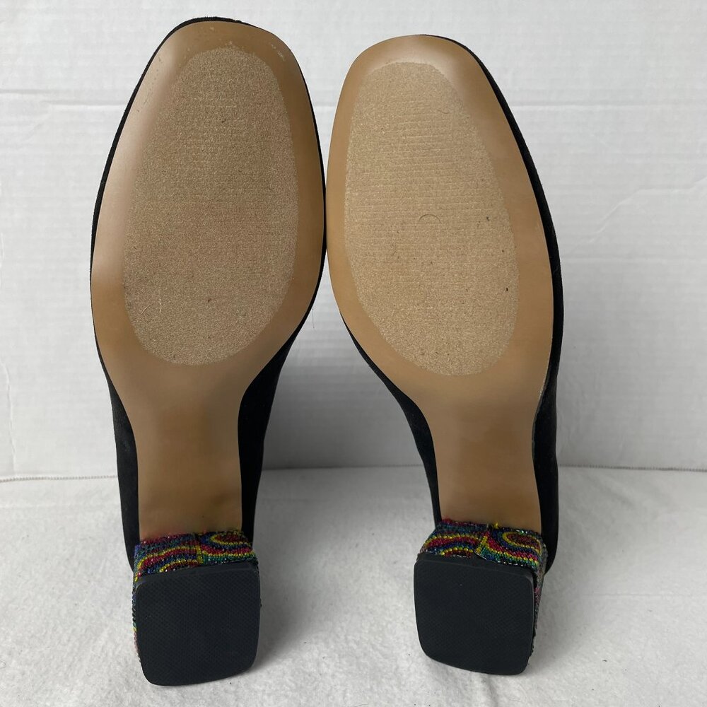 Betsey Johnson Floral Rainbow Rhinestone Heel Black Ankle Boot - Picture 7 of 9